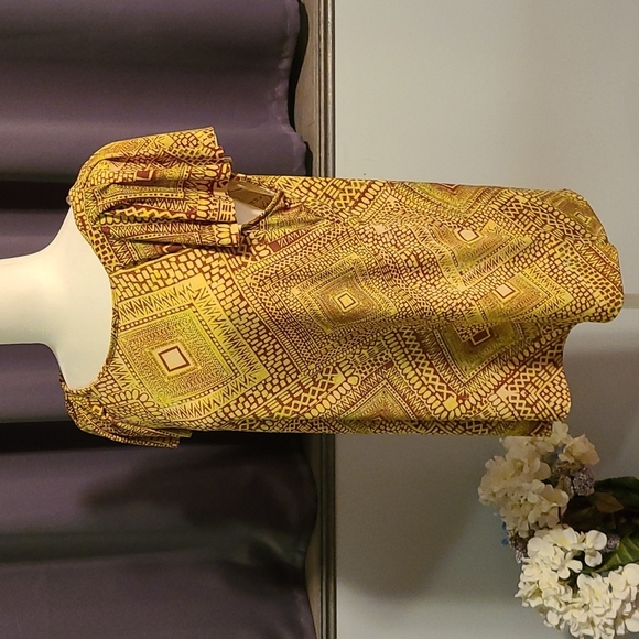 Anne Klein Gold Patternwd Top - Ladies XL - Picture 4 of 8